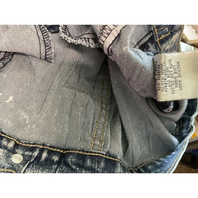 VIP Acid Wash Denim Jacket M Retro 80's Style Grunge Distressed Long Sleeve