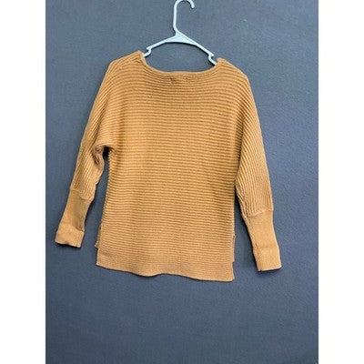 Rachel Zoe Women's Knit Sweater S Brown Cotton Blend Textured Pullover Boho