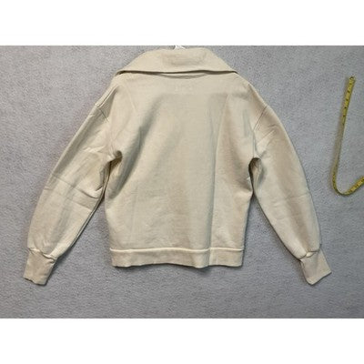 The Drop Sweatshirt Womens Small White Halen Half Zip Pullover Collared Fleece