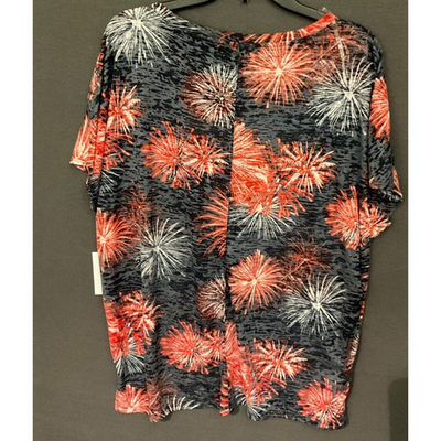 Westbound Americana Fireworks Print Top XL Polyester Rayon Casual Tee