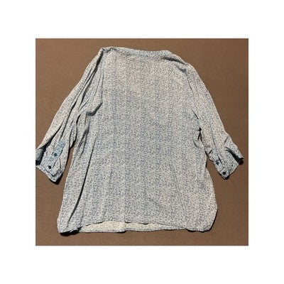 Ava Christine 2X Blue Print Blouse Rayon Lightweight Women’s Plus