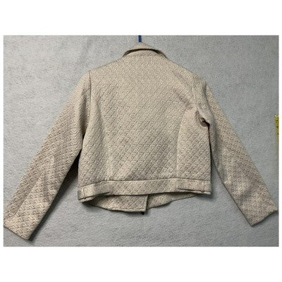 A New Day Jacket Womens XS White Gold Metallic Moto Biker Textured Zip Stylish