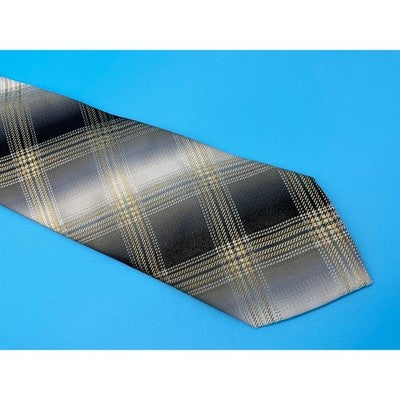 Villini 100% Silk Tie Plaid Gold/Brown Checkered Pattern Men’s 3.75" Classic