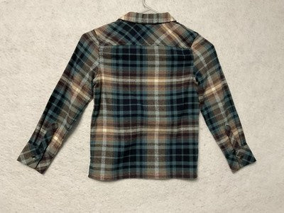 Art Class Shirt Girls XS 4/5 Blue Brown Plaid Flannel Button Front Long Sleeve