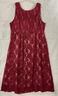 RWJ Dress Womens 3XL Red Lace Floral Sleeveless V Neck Maxi Lined A Line Party