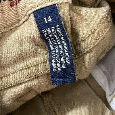 U.S. Polo Assn Pants Boys 14 Beige Khaki Twill Adjustable Waist Casual Pockets
