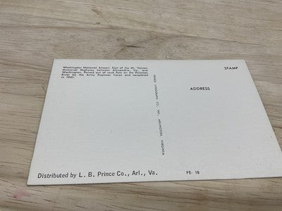 Prince Lithograph Postcard Washington National Airport Arlington VA Blue Vintage