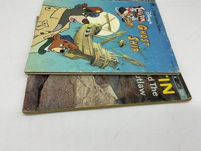Little Golden Book Rin Tin Tin Outlaw Tale and Spin Ghost Ship Disney Vintage HC