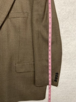 Joseph & Feiss Gold Suit Jacket Men 50 Brown Wool Check Polyester Lined
