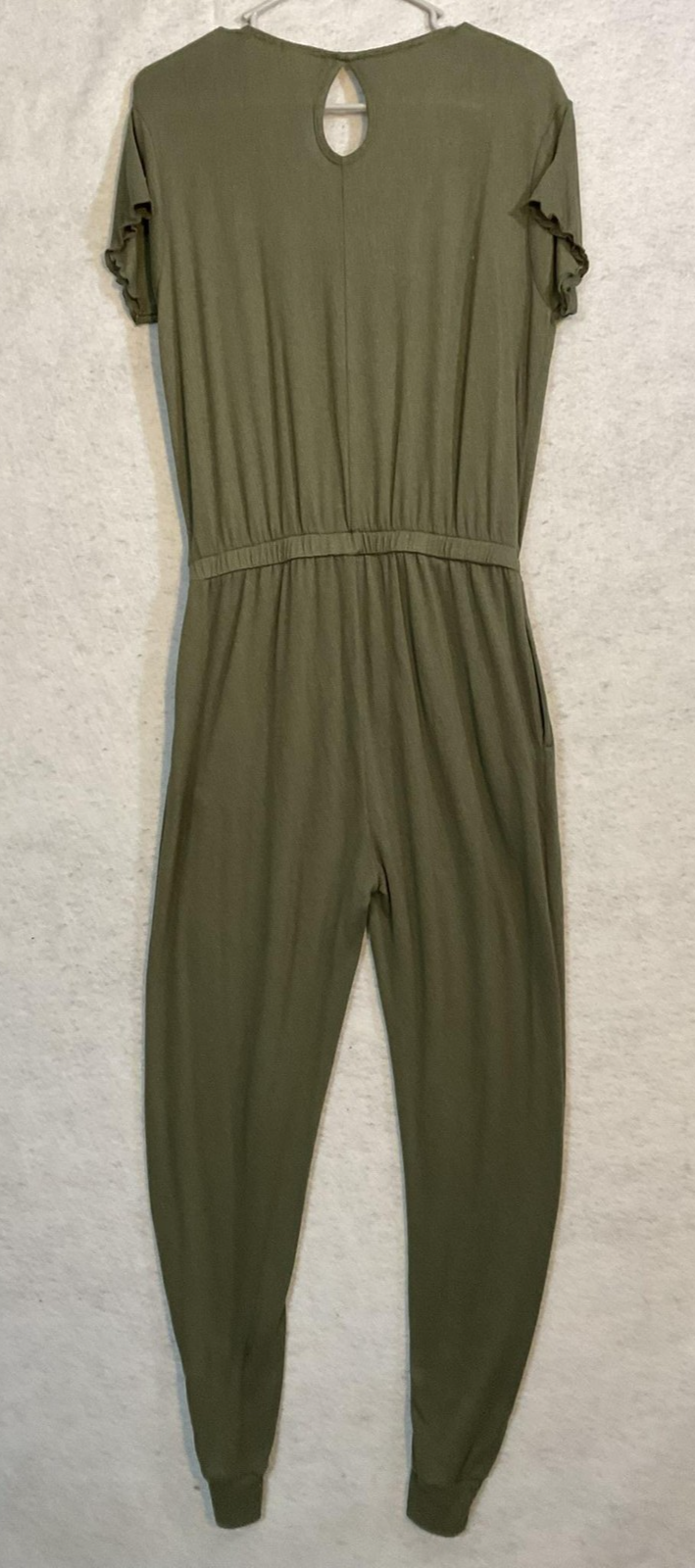 Serra Jumpsuit Womens Medium Green Short Sleeve Surplice V Neck Jogger Casual