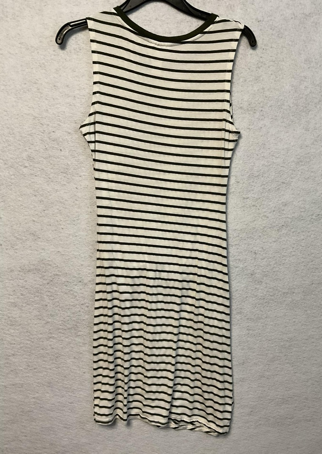 Just Be Dress Womens Small White Green Striped Sleeveless Knot Front Casual Tank