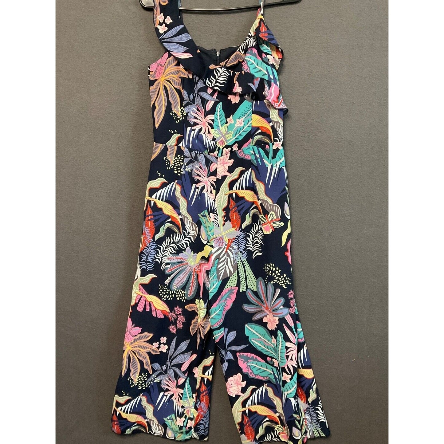 ONLY Our Story Malibu Strap Culotte Jumpsuit Size 8 US Floral Tropical Wide Leg