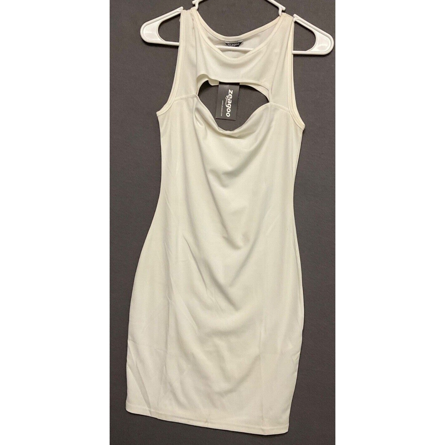 Zeagoo White Stretch Cutout Bodycon Dress Sleeveless Women's Size S NWT