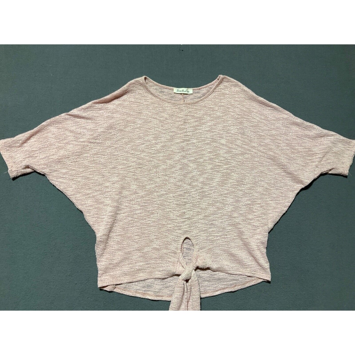 Vine & Love V-Neck Tie Hem Pullover Sweater Womens Looks to be XL Romantic Pink