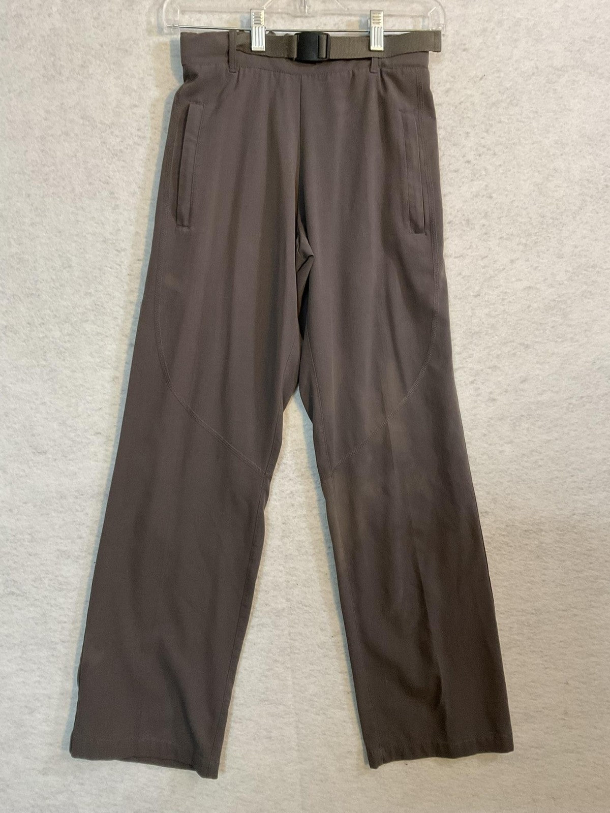 New Balance Track Pant Men XS Brown Elastic Waist Zip Pocket Hiking Straight Leg