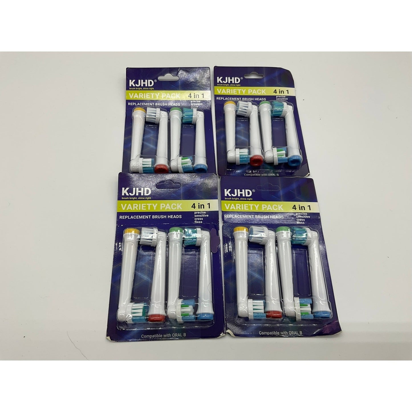 KJHD Replacement Brush Heads Unisex 16ct White Variety Pack Oral B Compatible