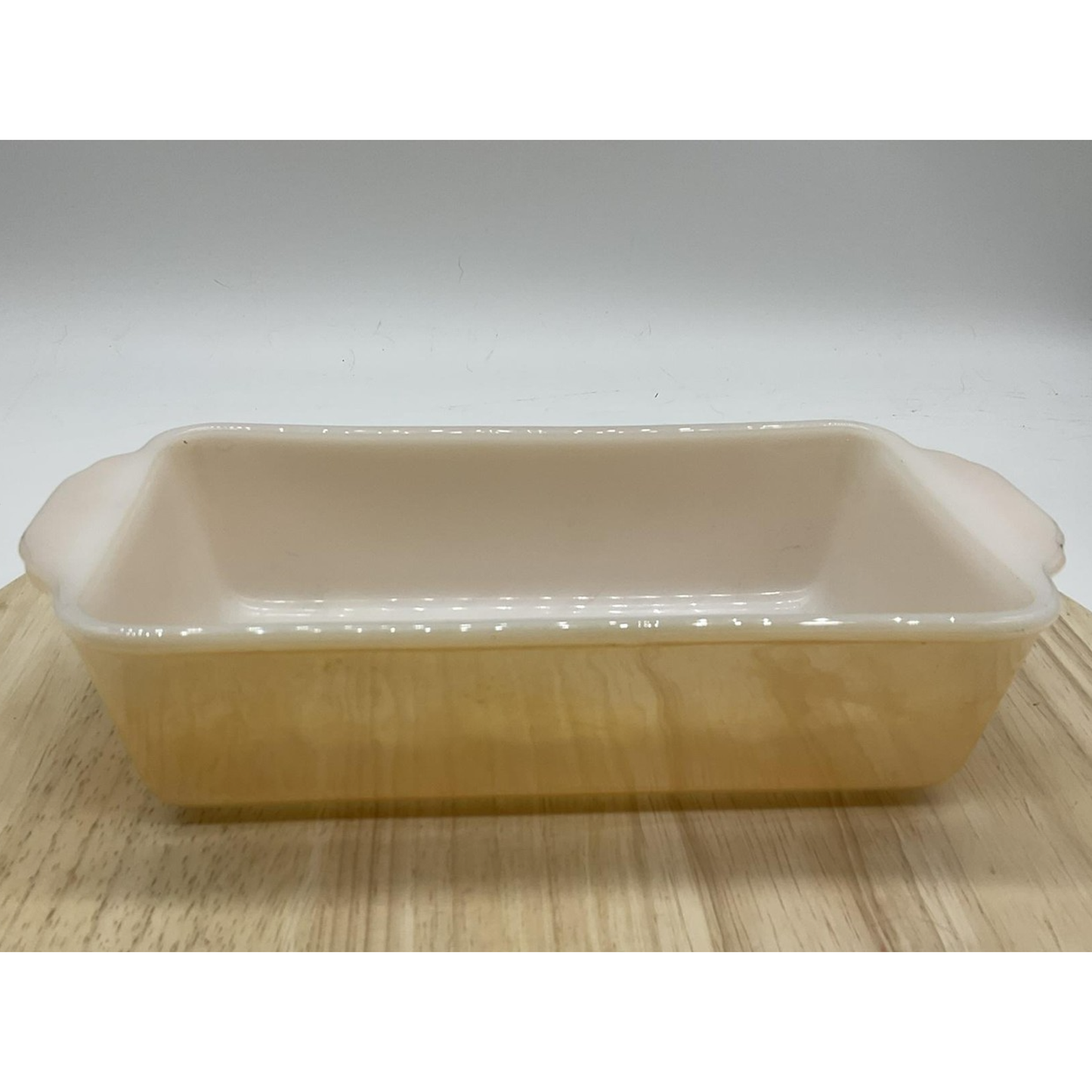 Vintage Fire-King Copper Tint Loaf Pan Milk Glass Baking Dish Oven Ware Made USA