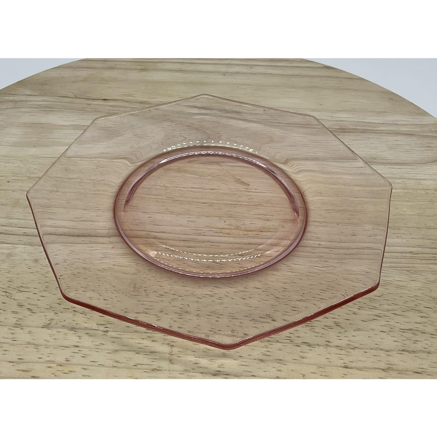 Pink Glass Salad Plate Octagon Geometric Small Vintage Retro Tableware Kitchen