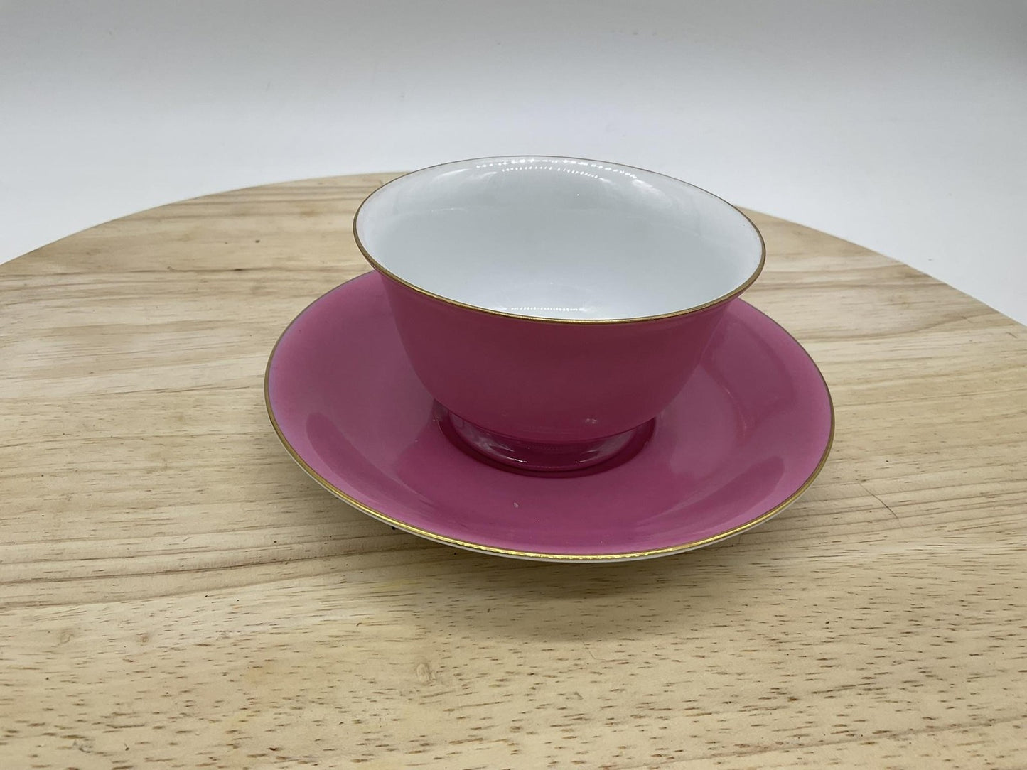 Noritake Tea Cup Saucer Set Pink Gold Trim Porcelain Japan Fine China Classic