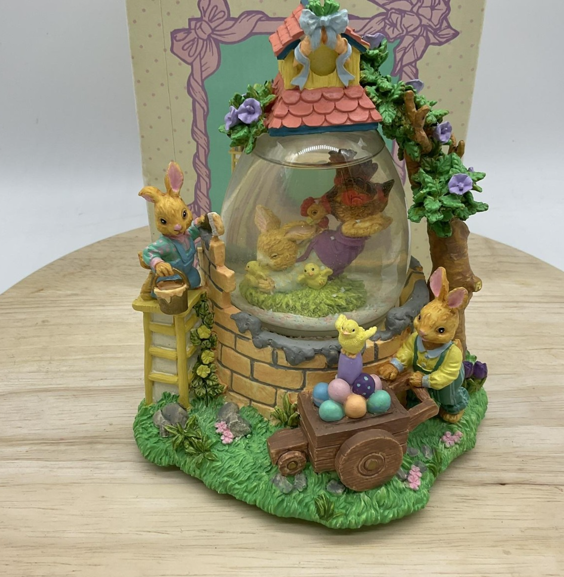 Easter Animated Musical Waterball Bunnies Chicks Eggs Rotating Decor Multicolor