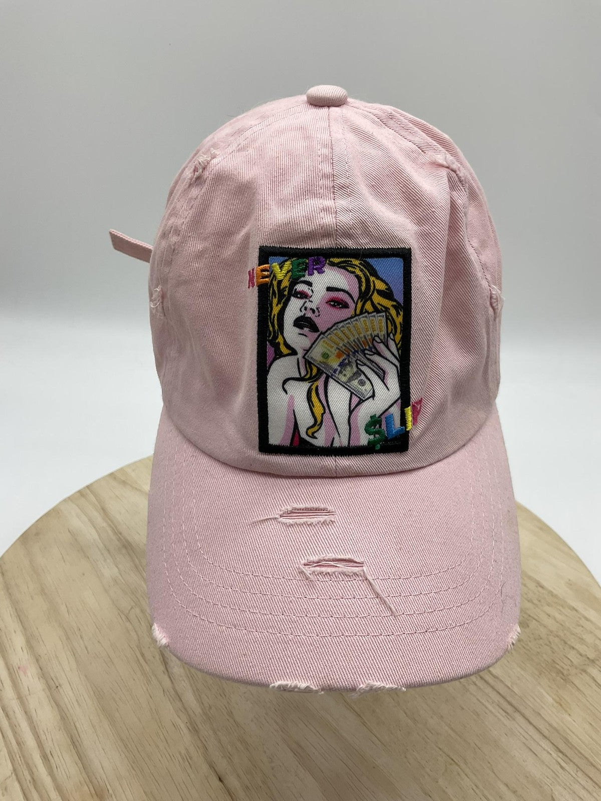Mi:ka Hat Cap Strap Back One Size Pink Comic Money Girl Graphic Patch Mens