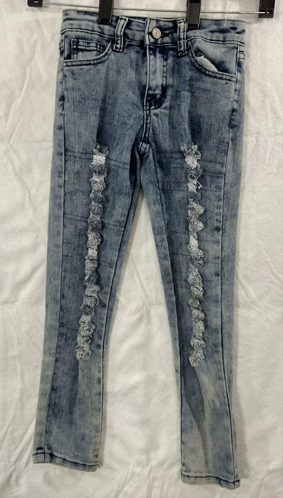 AQ Jeans Jeans Girls 6 Blue Denim Skinny Ruffle Distressed Adjustable Waist