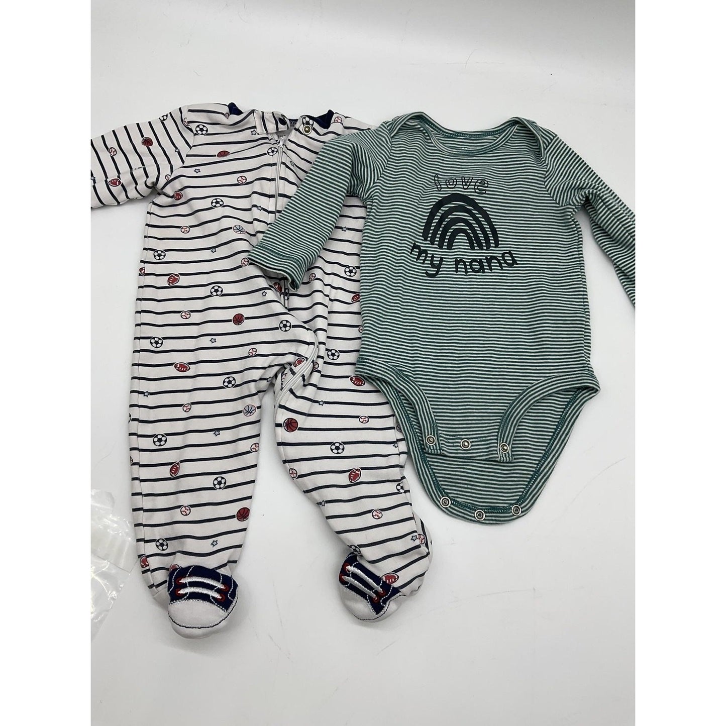 Little Me Sleeper Carter's Bodysuit Baby Boys 9 Months Sports Stripe Nana Set