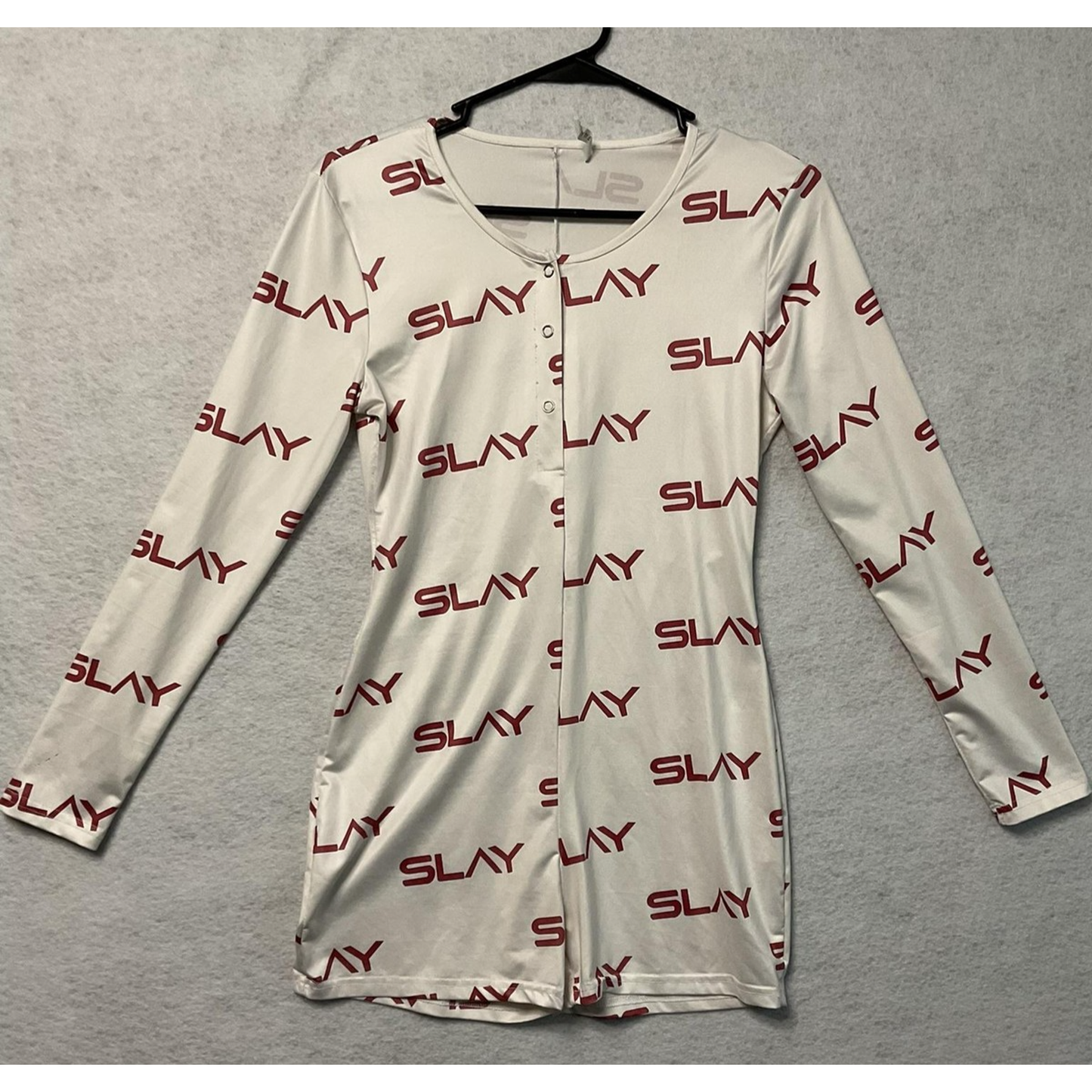 Slay By Ella Lounge Sleep Wear Jumper S White Red Long Sleeve Stretch Graphic