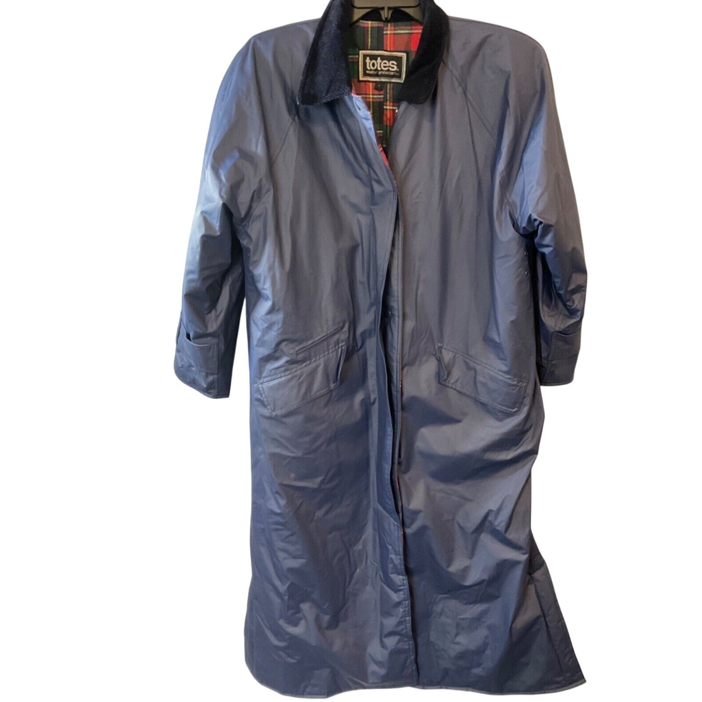 Vintage Weather Protection Long Trench Coat Women's L Polyester Plaid Liner