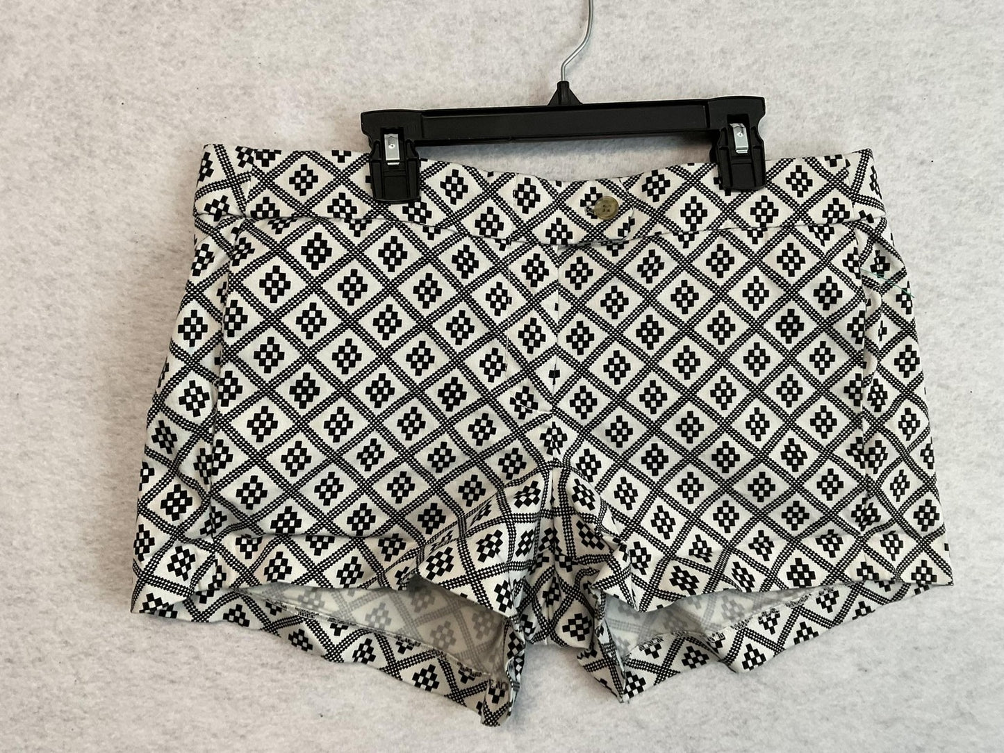 J.Crew Chino Shorts Womens 8 White Black Geometric Stretch Twill 4in Summer