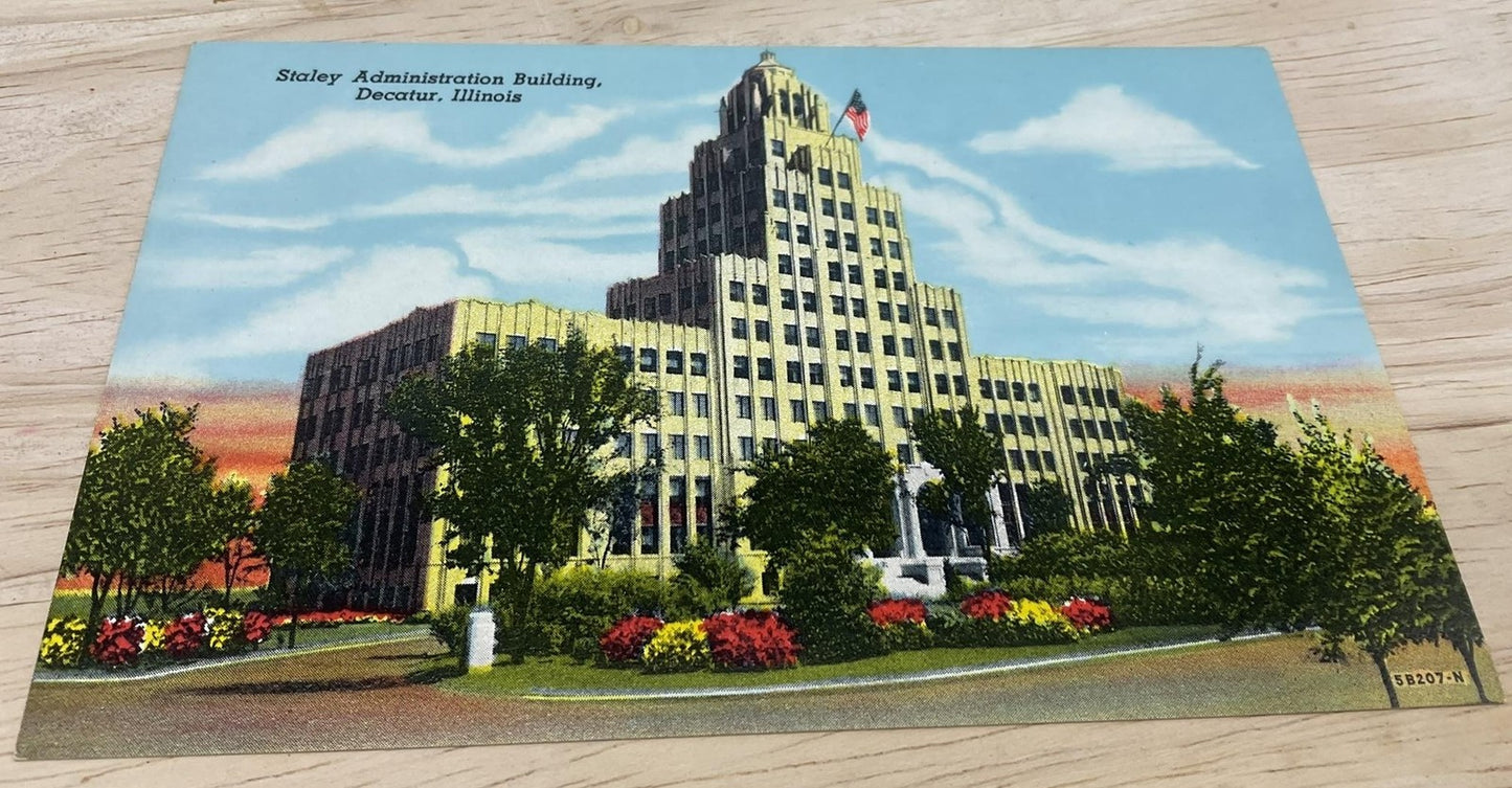 Vintage Staley Administration Building Curt Teich Linen Postcard 5.5x3.5 In