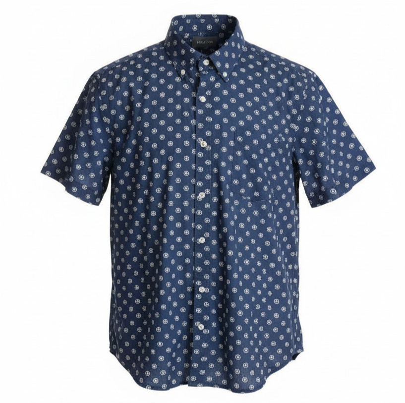 Bonobos Shirt Mens XL Blue Floral Print Short Sleeve Slim Fit Button Up Casual