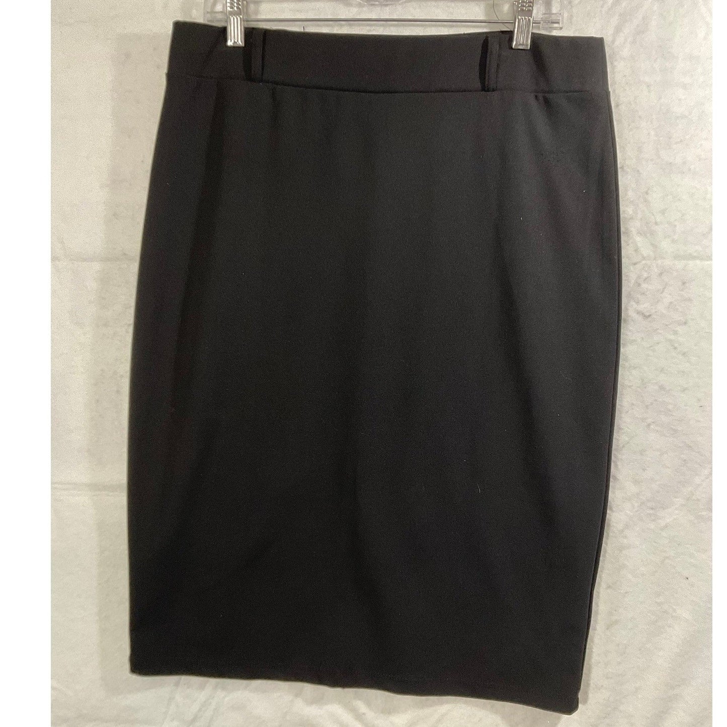Pencil Skirt Women XL Black Stretch Back Slit Professional Office 6277N