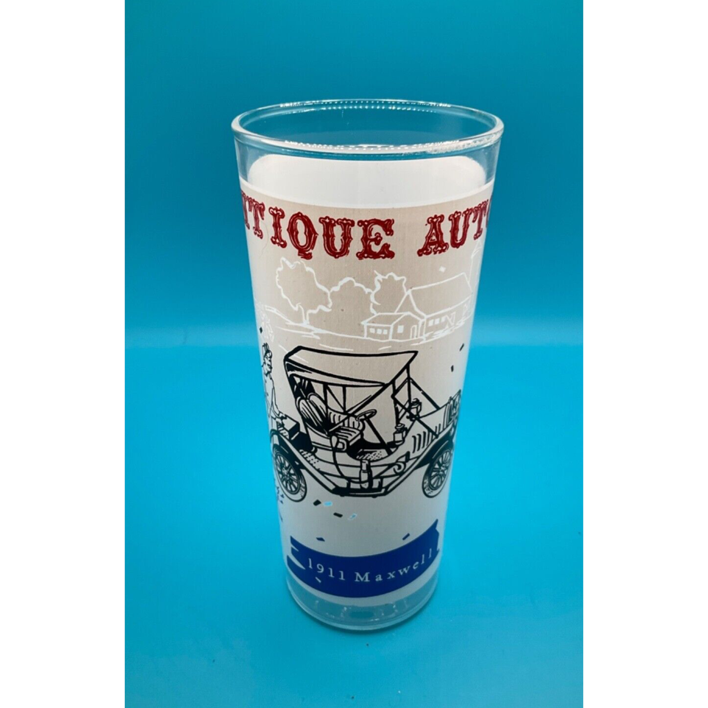 Vintage Barware: 6.5" Highball Glass with 1911 Maxwell Antique Auto Design