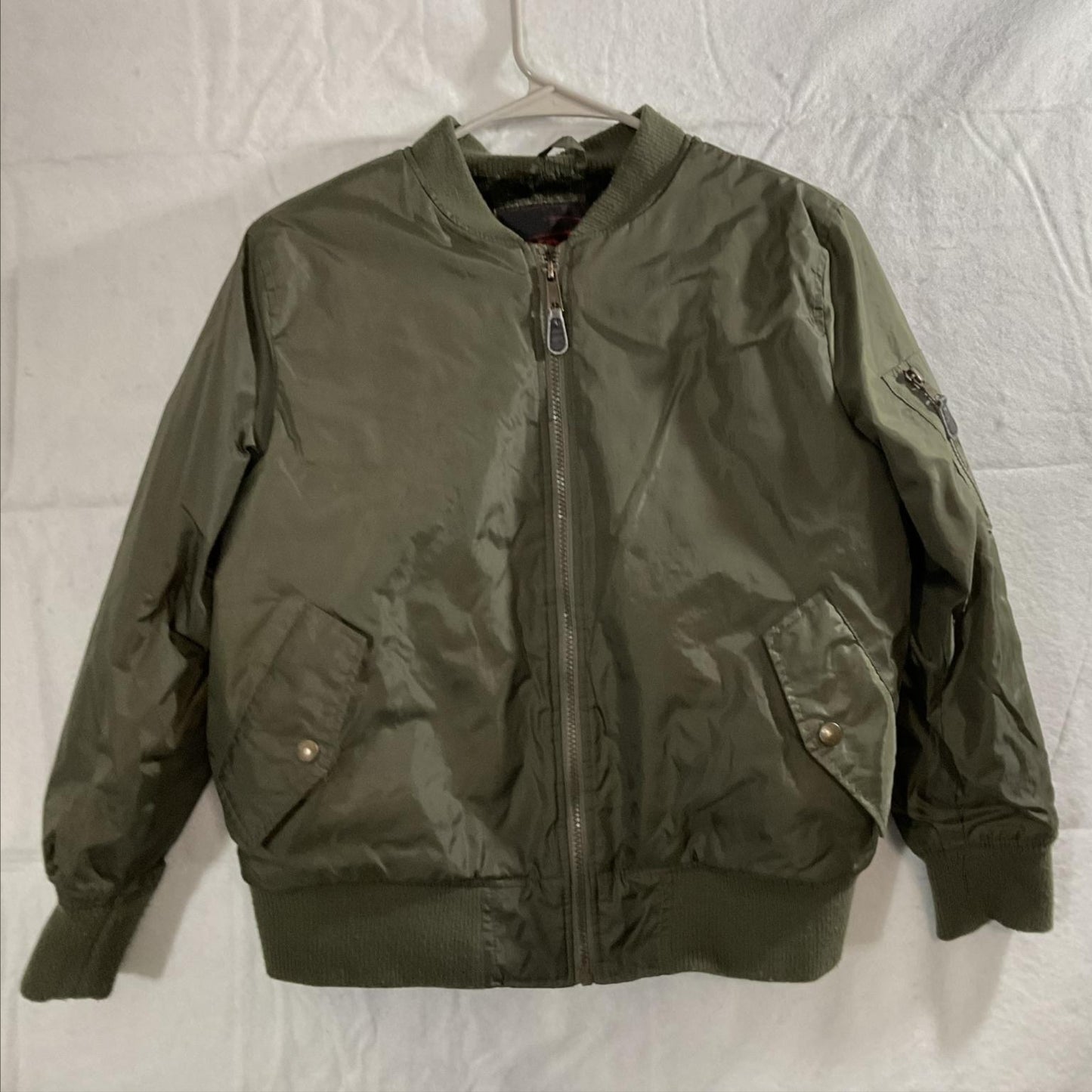 Yoki Jacket Boys 14-16 Green Bomber Faux Fur Lined Zip Pockets Warm Winter