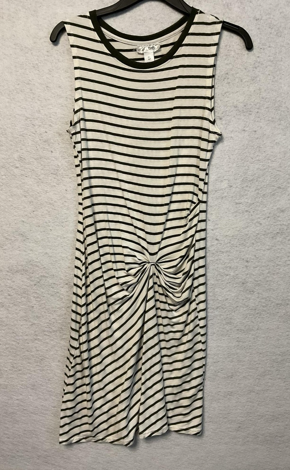 Just Be Dress Womens Small White Green Striped Sleeveless Knot Front Casual Tank