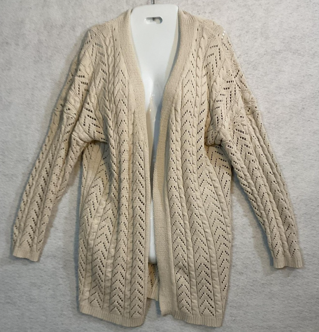 Moon & Madison Sweater Womens Medium White Open Knit Crochet Cardigan Top