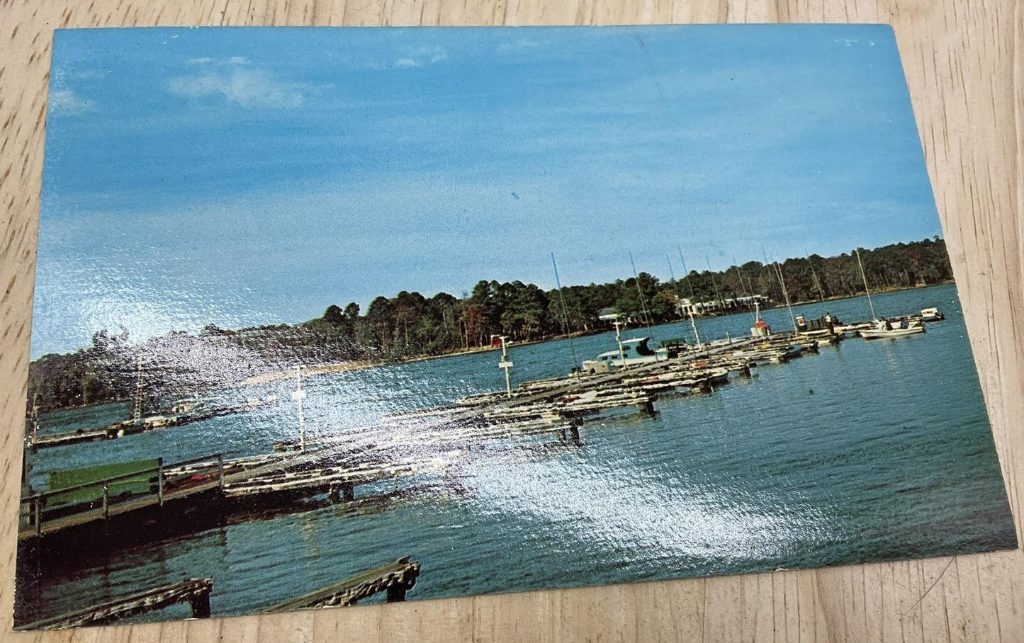 Vintage Camp Lejeune Wallace Creek Dock Postcard Helen M Tatum Unposted 5.5x3.5
