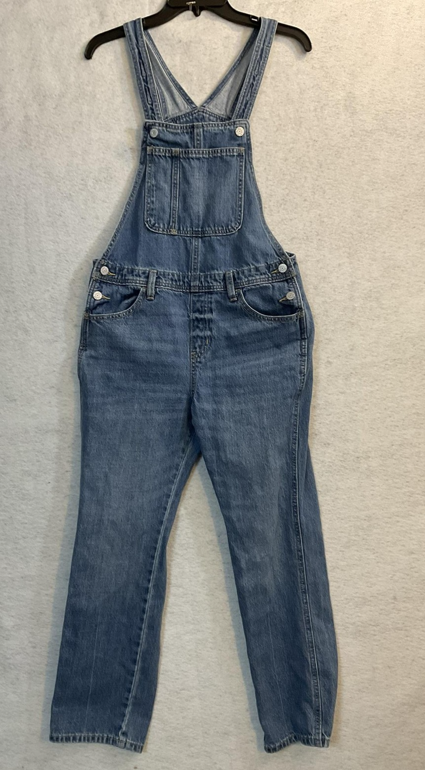 Old Navy Overalls Unisex Kids XL (14-16) Blue Denim Straight Bib Pockets Jeans