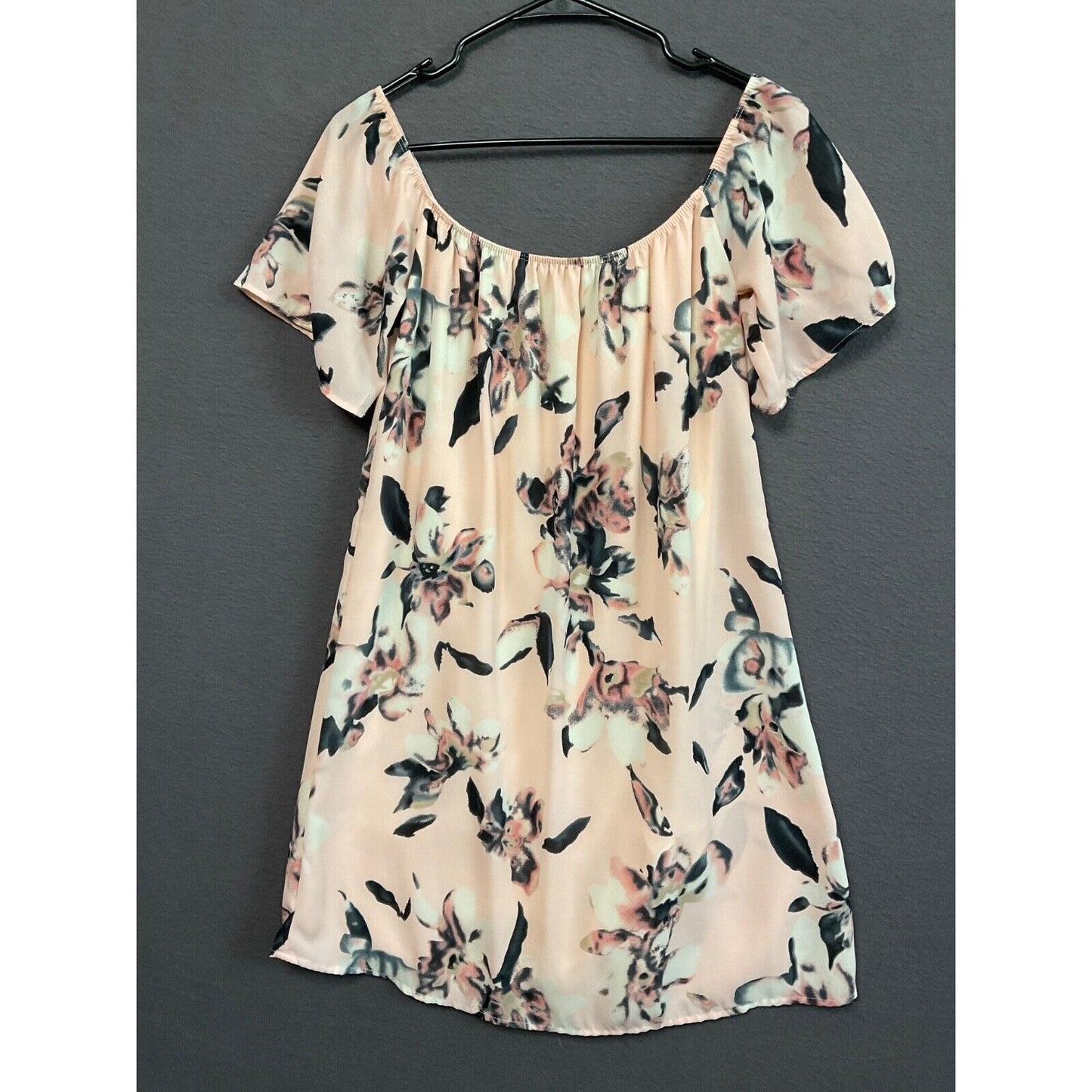 Charlotte Russe M Floral Off Shoulder Mini Dress Lined Ruffle Boho Vintage
