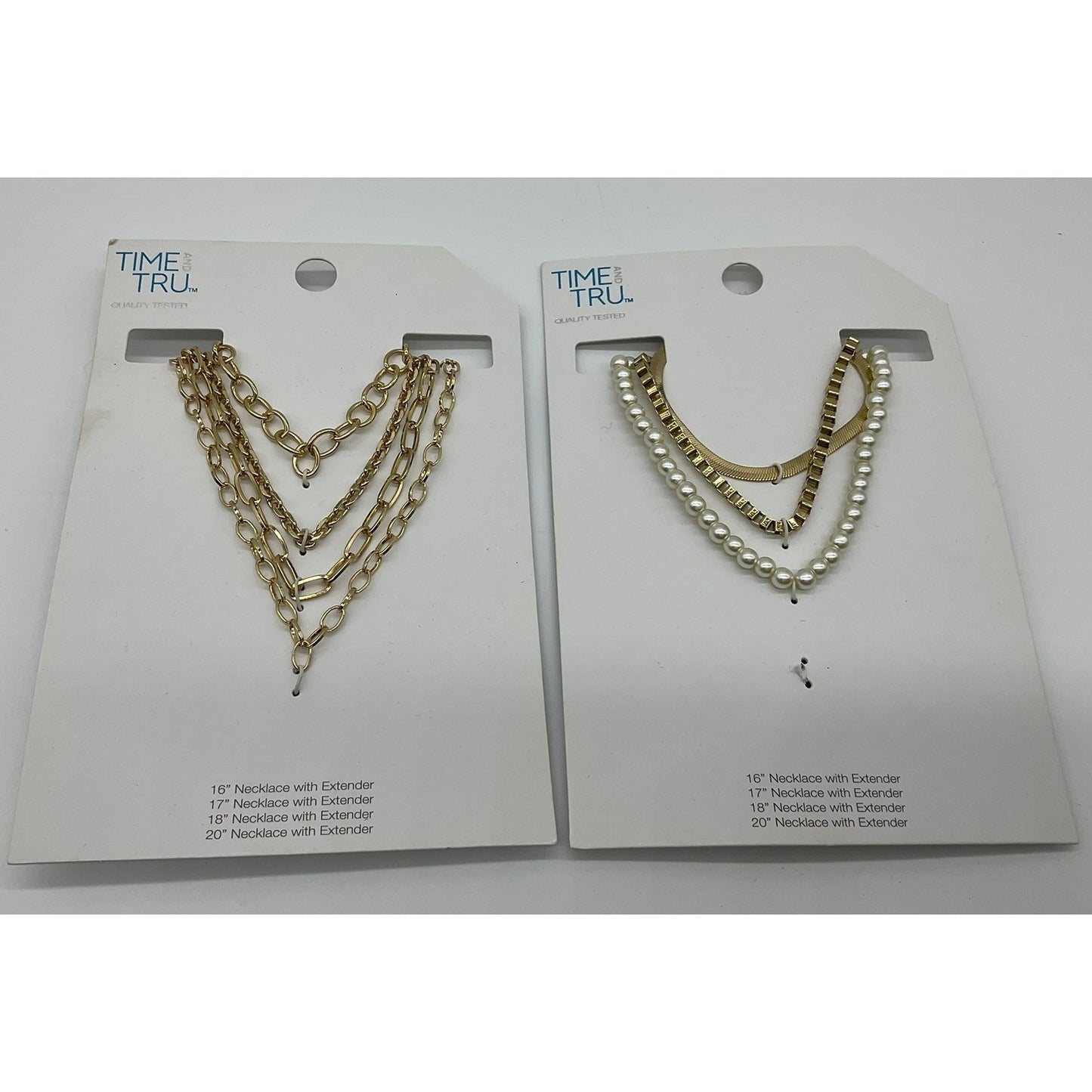 Time and Tru Layered Necklace Set Women Gold Pearl Multi Strand Jewelry Lot