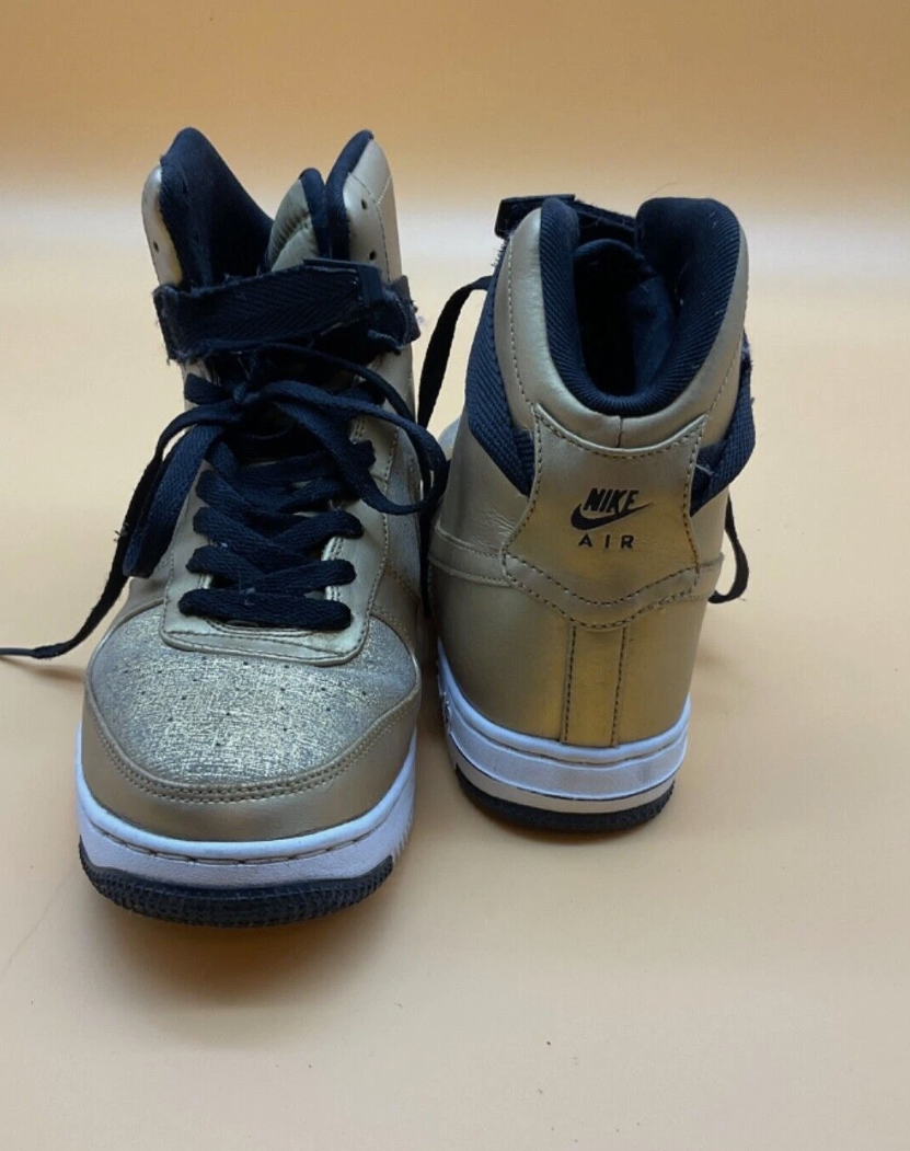 Nike Air Force 1 Shoes Womens Size 8 Gold Black Metallic Sneakers 395751-701