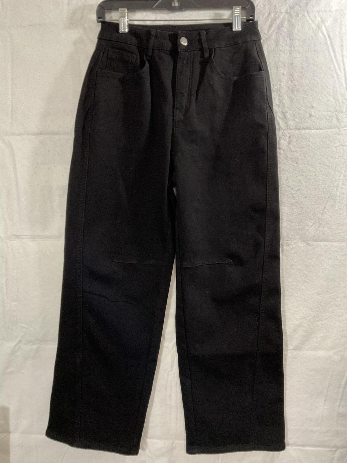EMMIOL Jeans Womens M Black High Rise Straight Fleece Lined Warm Denim