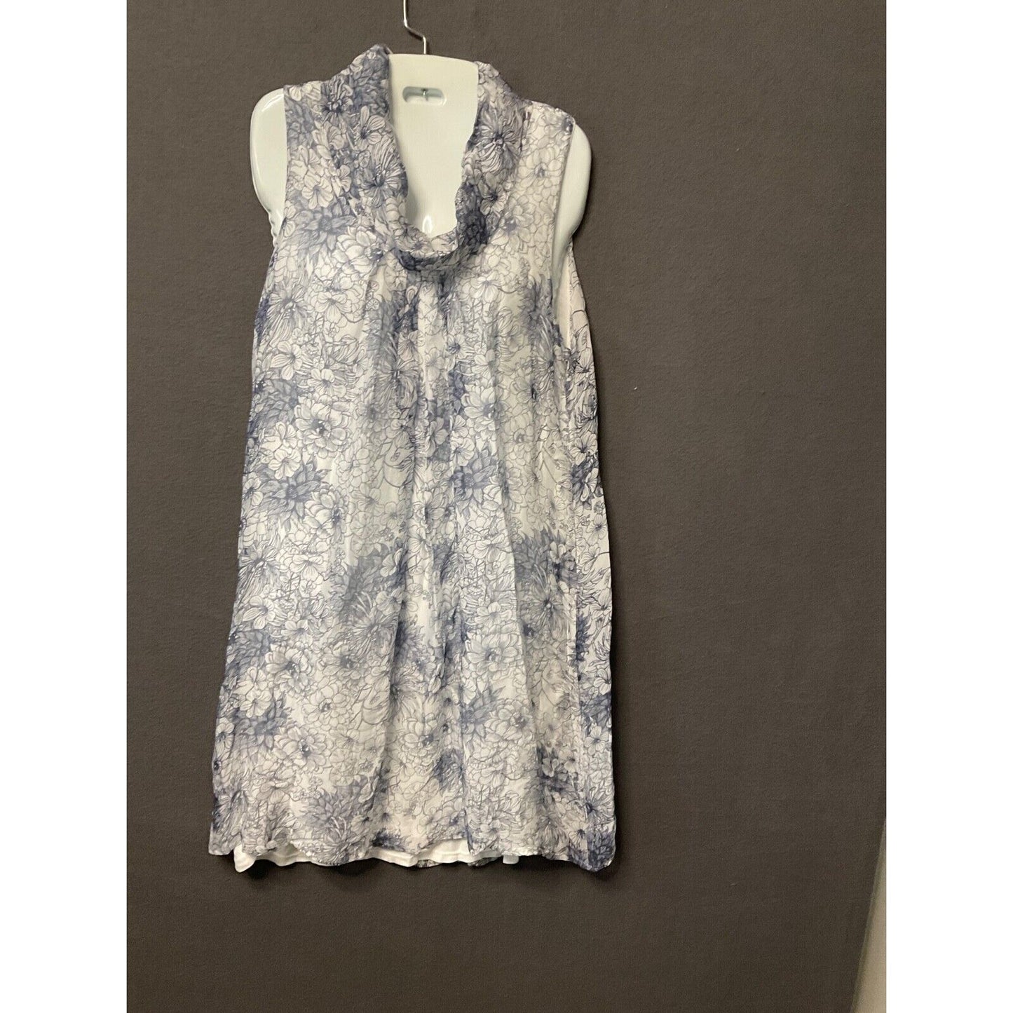 Elena Baldi Floral Sleeveless Dress Made in Italy, Large, Viscose Silk Blend