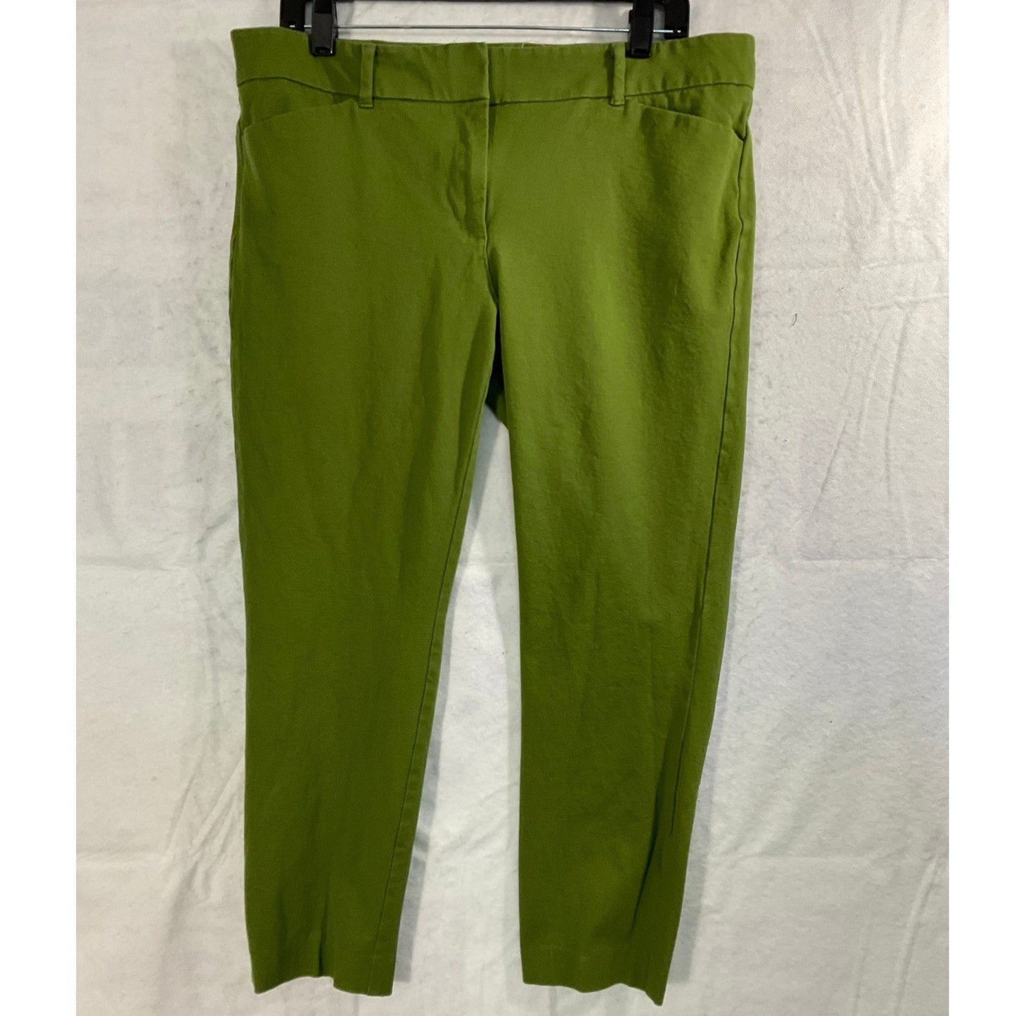 7th Avenue Ankle Pants Women 14 Olive Green Slim Tapered Stretch Work Trousers