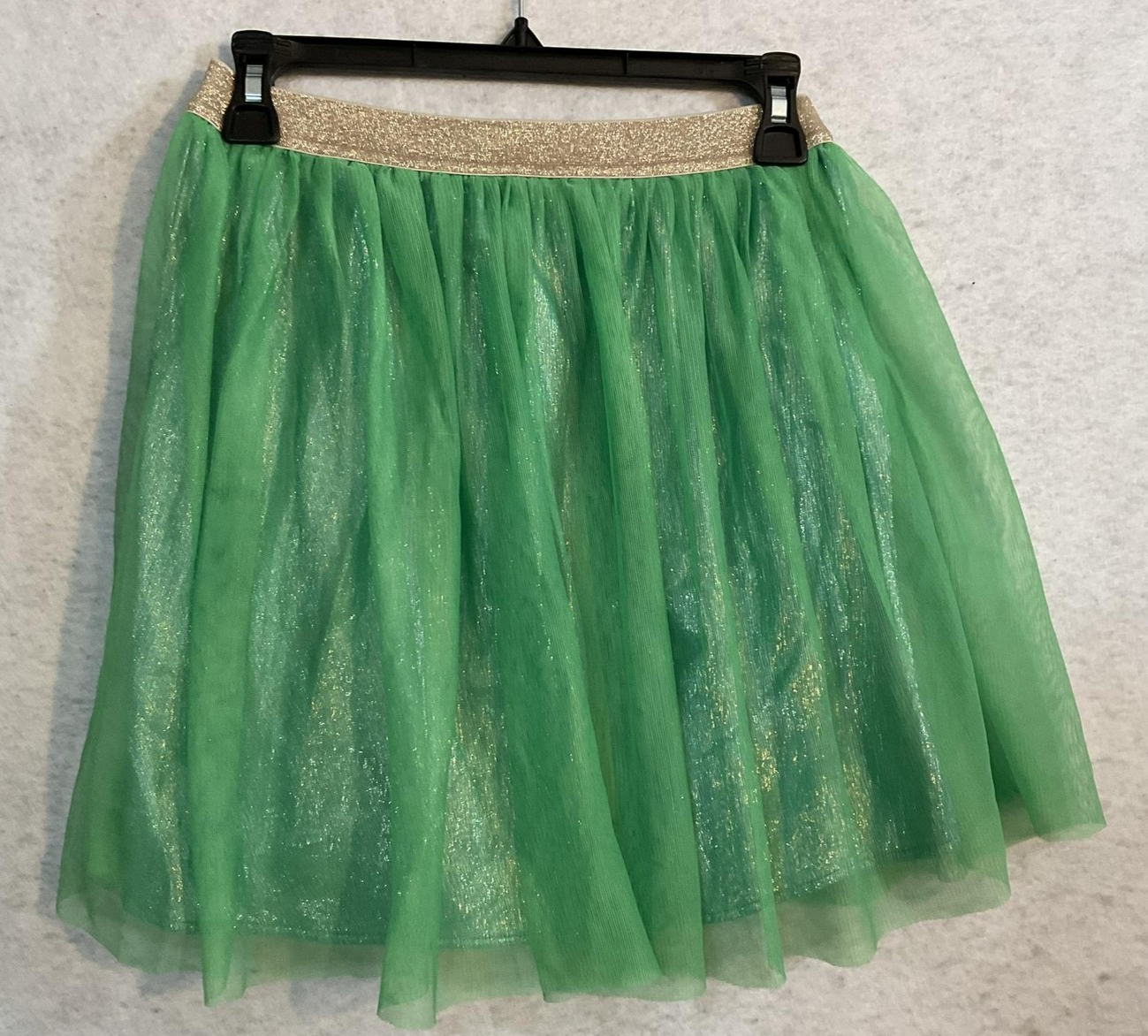 Cat & Jack Skirt Girls XL (14/16) Green Tulle Glitter Elastic Waist Tutu Party