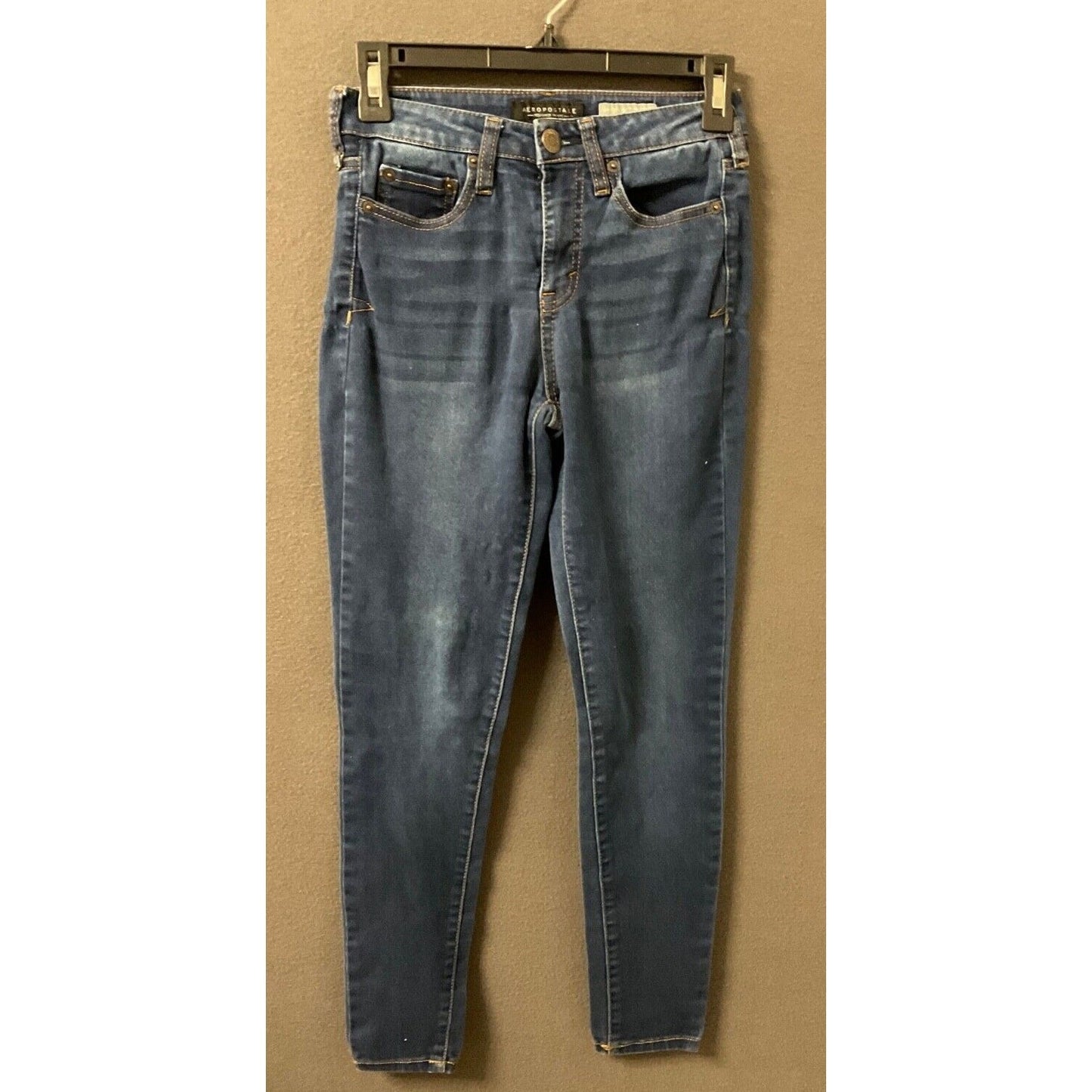 Aeropostale Women's Jeans 0 Reg High Waisted Skinny Blue Denim Stretch Casual