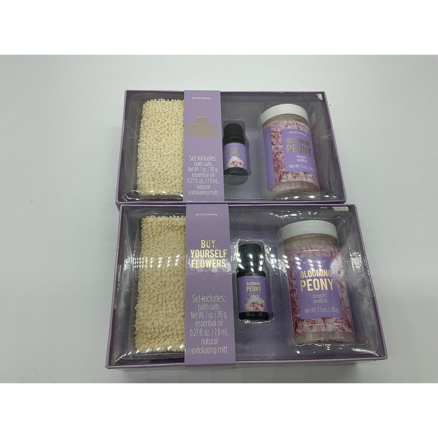 Groovi Beauty Bath 2 Gift Sets Women Purple Blooming Peony Spa Kit Relaxation