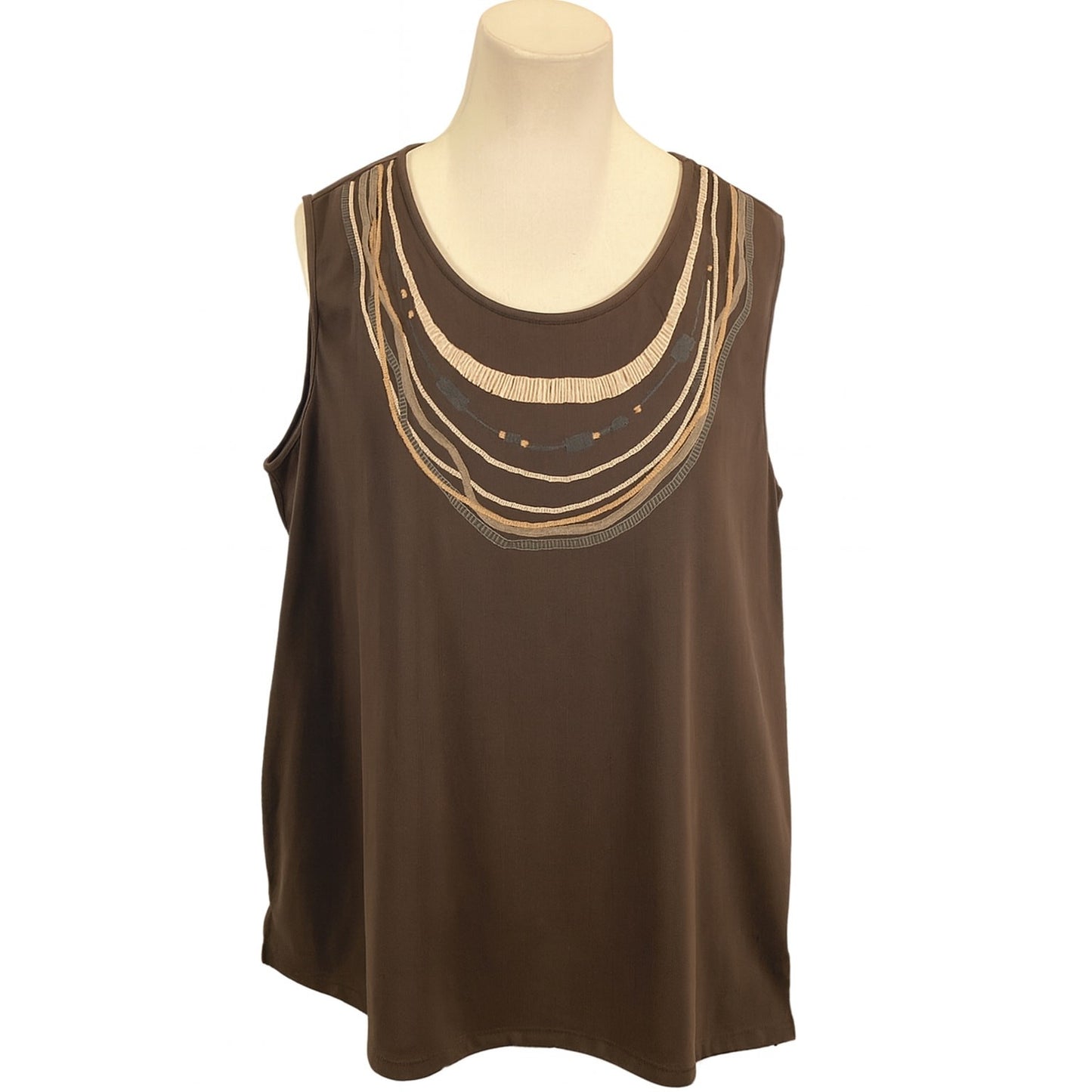 Liz & Me Platinum Collection Women’s Sleeveless Top Beaded Scoop Neck 1X 18/20