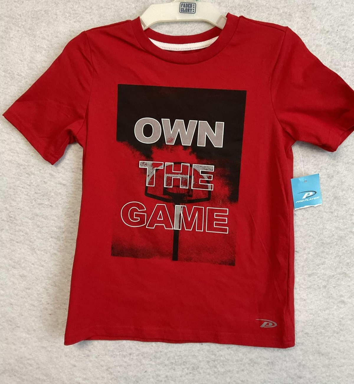Pro Player Shirt Boys 7 Red Own The Game Basketball Graphic Short Sleeve Tee